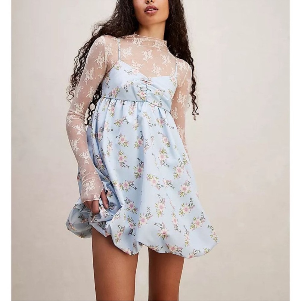 FREE PEOPLE In A Bubble Mini Dress / Bluebell